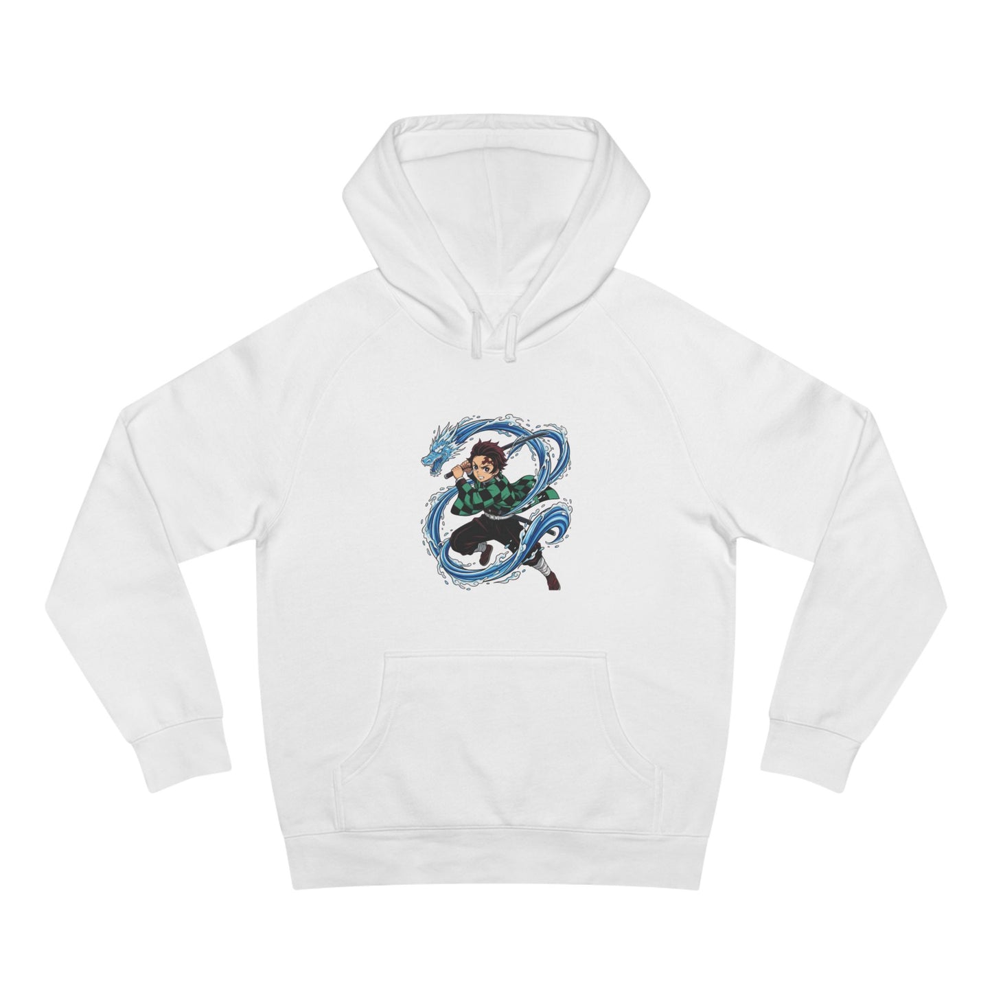 Anime Wasser-Grafik Hoodie — Dynamischer Kunstdruck Fleece-Sweatshirt